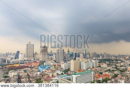 Aerial View Of Bangkok During A Thunderstorm