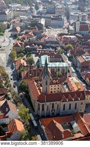 ZAGREB, CROATIA - OCTOBER 14, 2011: Franciscan Church of St. Francis of Assisi on Kaptol in Zagreb, Croatia