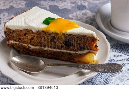 Piece Of Carrot Cake On A Plate.