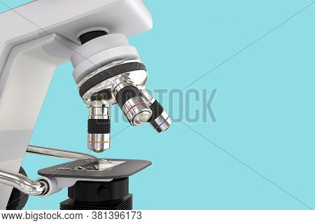 96 Mpx High Resolution Images Of Electronic Microscope With Fictive Design Isolated On Blue - Photor