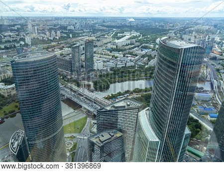Moscow, Russia – July 23, 2020: Aerial View Of Center Of Moscow From Observation Deck  Federation To