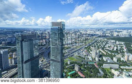 Moscow, Russia – July 23, 2020: Aerial View Of Center Of Moscow From Observation Deck  Federation To