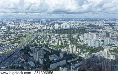 Moscow, Russia – July 23, 2020: Aerial View Of Center Of Moscow From Observation Deck  Federation To