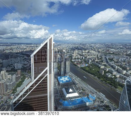 Moscow, Russia – July 23, 2020: Aerial View Of Center Of Moscow From Observation Deck  Federation To