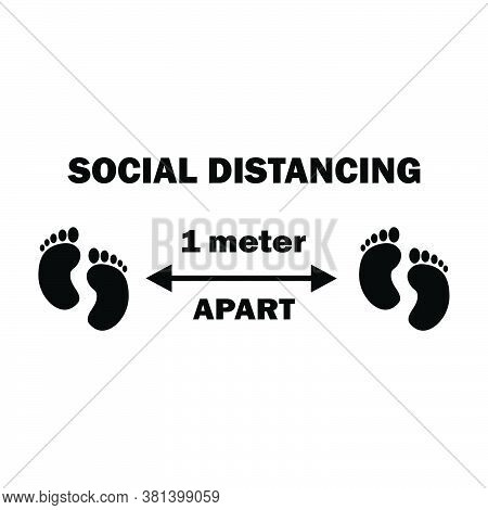 Social Distancing Two Footprints 1m Apart. One Meter Apart Social Distancing Preventive Measures Fee