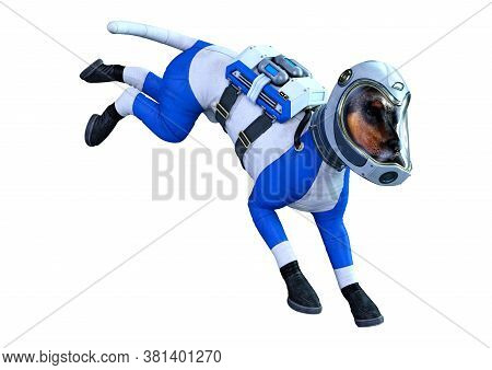 3D Rendering Astronaut Dog On White