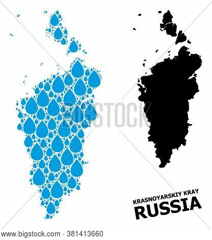 Vector Mosaic And Solid Map Of Krasnoyarskiy Kray. Map Of Krasnoyarskiy Kray Vector Mosaic For Pure 