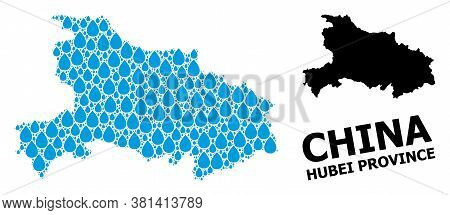 Vector Mosaic And Solid Map Of Hubei Province. Map Of Hubei Province Vector Mosaic For Clean Water A