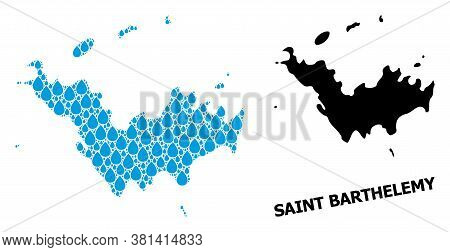 Vector Mosaic And Solid Map Of Saint Barthelemy. Map Of Saint Barthelemy Vector Mosaic For Drinking 