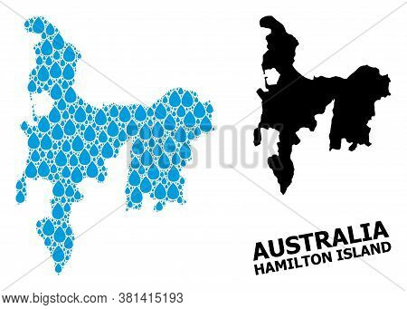 Vector Mosaic And Solid Map Of Hamilton Island. Map Of Hamilton Island Vector Mosaic For Pure Water 