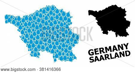 Vector Mosaic And Solid Map Of Saarland State. Map Of Saarland State Vector Mosaic For Pure Water Ad