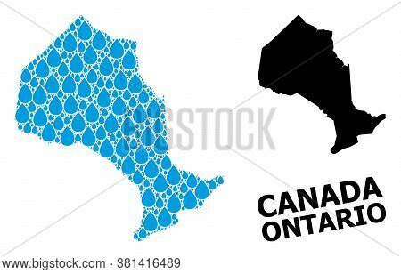 Vector Mosaic And Solid Map Of Ontario Province. Map Of Ontario Province Vector Mosaic For Pure Wate