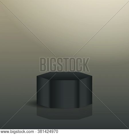 3d Black Geometric Podium Shape Template For Presentation Cosmetic And Beauty Product