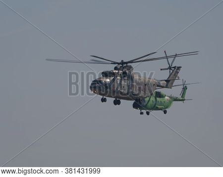 Zhukovsky, Russia - September 01, 2019: Demonstration Of The Mi-26 Helicopter Of The Russian Air For