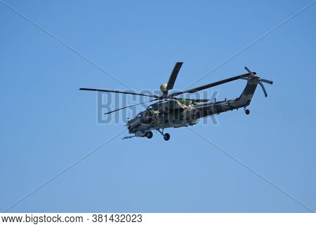 Zhukovsky, Russia - September 01, 2019: Demonstration Of The Mi-28 Attack Helicopter Of The Russian 