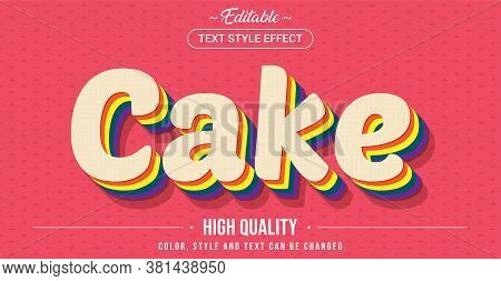 Editable Text Style Effect - Rainbow Cake Theme Style. Graphic Design Element.