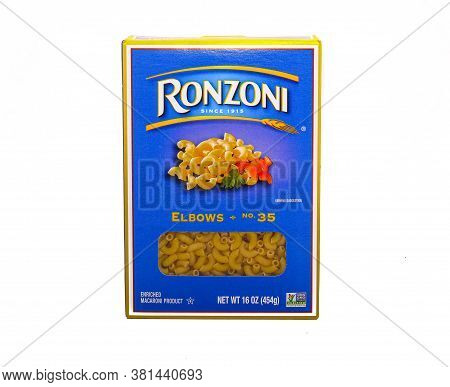 A Box Of Ronzoni Elbow Macaroni Isolated On White For Illustrative Editorial