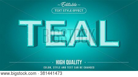 Editable Text Style Effect - Teal Color Theme Style. Graphic Design Element.