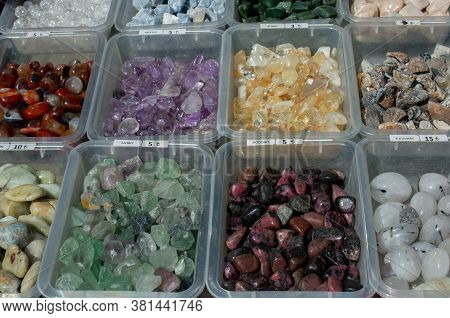 Set Of Natural Various Mineral Gemstones Of Various Color