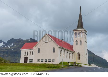 Church Of Grundafjordur In Snaefellsnes Peninsula In West Iceland