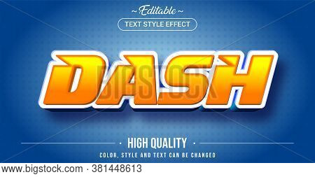 Editable Text Style Effect - Dash Theme Style. Graphic Design Element.