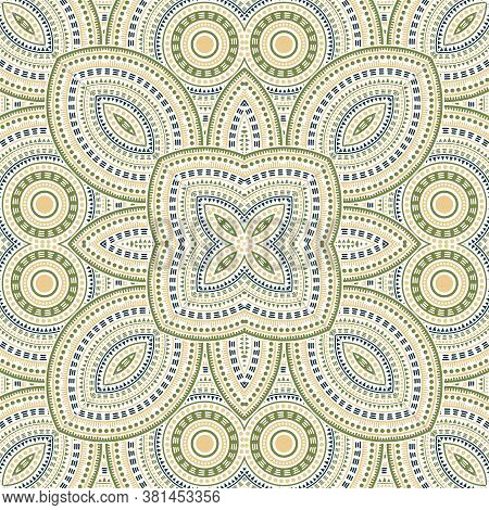 Fine Victorian Majolica Tile Seamless Ornament. Ethnic Geometric Vector Elements. Carpet Print Desig