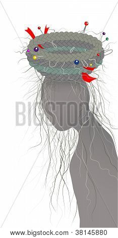Haar ZÃ¶pfe Nest und Frau silhouette