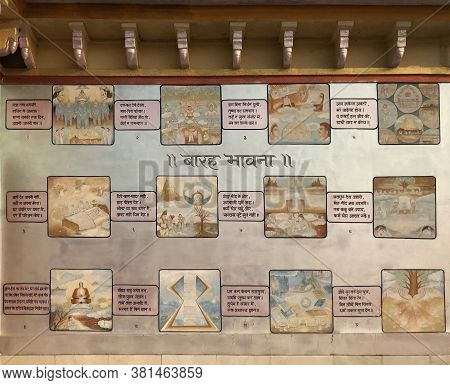 Jabalpur, Madhya Pradesh/india : November 23,2019 - Barah Bhawana Or 12 Contemplations Of Jainism At