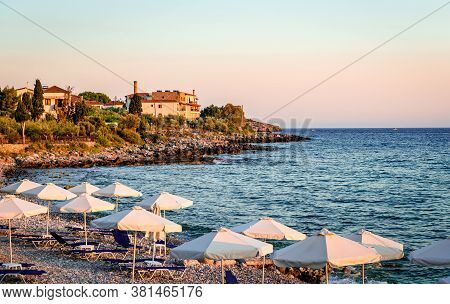 Afternoon View Of The Beach Of Kardamili, In Messenian Mani, Peloponnese, Greece.