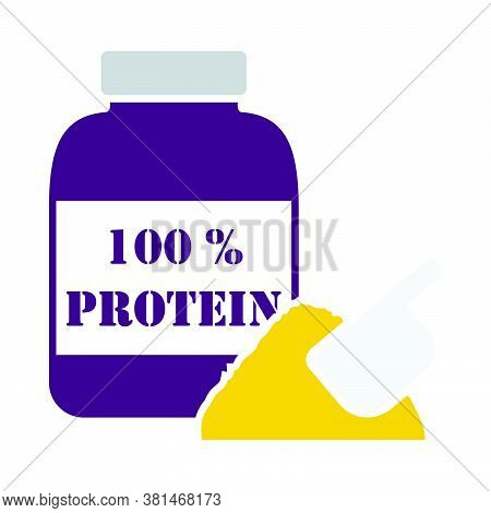 Icon Of Protein Conteiner. Flat Color Design. Vector Illustration.
