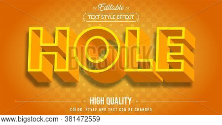 Editable Text Style Effect - Hole Theme Style. Graphic Design Element.