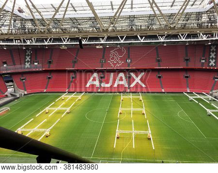 Amsterdam / Netherlands - 10 25 2018 : Ajax Amsterdam Logo On Stadium Arena