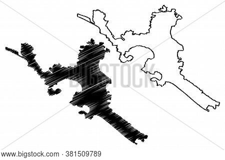Acapulco City (united Mexican States, Mexico, Guerrero State) Map Vector Illustration, Scribble Sket