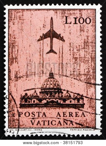 Francobollo Vaticano 1967 Jet sulla Cattedrale di San Pietro
