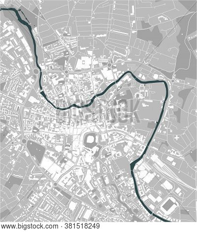 Map Of The City Of Norwich, England, Uk
