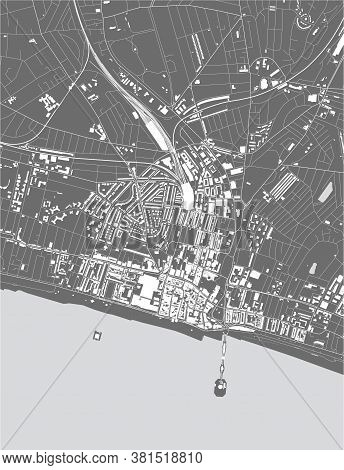 Map Of The City Of Brighton And Hove, England, Uk