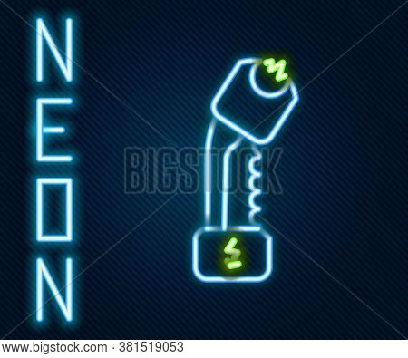 Glowing Neon Line Police Electric Shocker Icon Isolated On Black Background. Shocker For Protection.