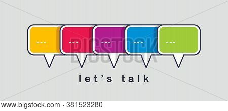 Communication Concept Shown With Speech Bubbles Vector Illustration, Conference Or Briefing, Blog Pu
