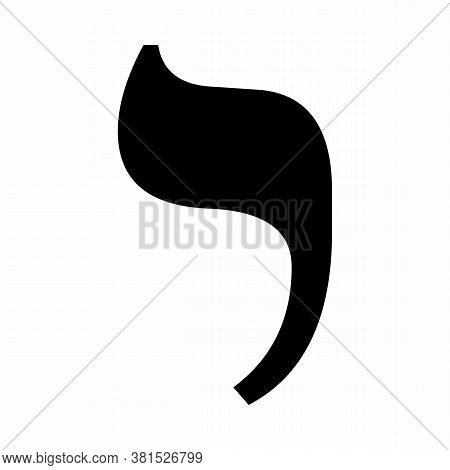 Hebrew Letter Yod Isolated On White Background