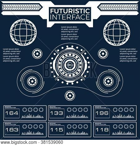 Set Of Black And White Infographic Elements. Head-up Display Elements For The Web And App. Futuristi