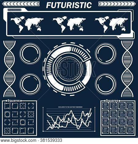 Set Of Black And White Infographic Elements. Head-up Display Elements For The Web And App. Futuristi
