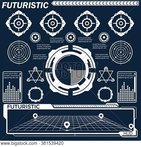 Set Of Black And White Infographic Elements. Head-up Display Elements For The Web And App. Futuristi