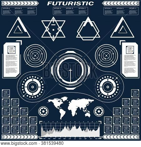 Set Of Black And White Infographic Elements. Head-up Display Elements For The Web And App. Futuristi
