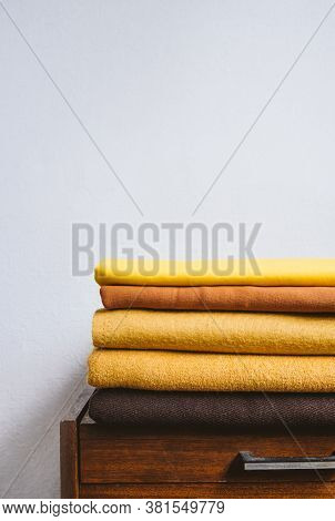 Fall Autumn Minimalism, Simple, Neutral Color Negative Space Background Mockup With Copy Space. Fall