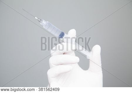 Syringe With Vaccine\preventing The Coronavirus Or Covid-19 Pandemic