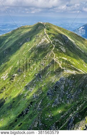 Volovec Peak From Placlivo, Western Tatras Mountains, Slovak Republic. Hiking Theme. Seasonal Natura