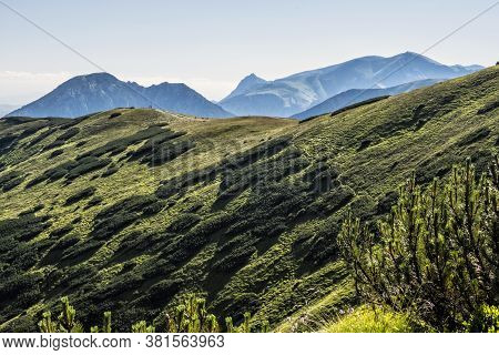 Western Tatras Scenery From Saddle Zabrat, Slovak Republic. Hiking Theme. Seasonal Natural Scene.