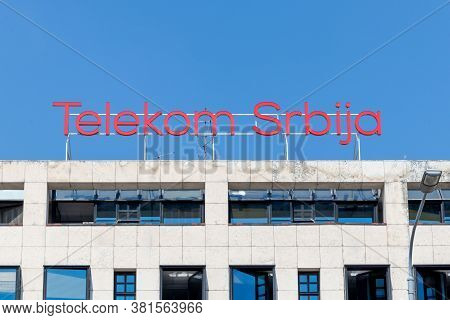 Belgrade, Serbia - July 21, 2020: Telekom Srbija Logo Sign On Their Headquarters In Belgrade