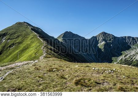 Western Tatras Scenery From Saddle Zabrat, Slovak Republic. Hiking Theme. Seasonal Natural Scene.