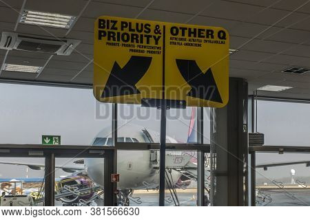 Katowice, Poland, January 25, 2020: Katowice Airport, Pyrzowice, The Place Of Waiting Before The Dep